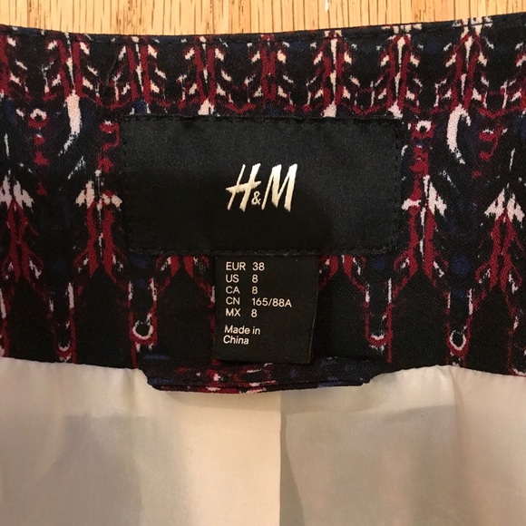 H&M Open Front Print Blazer Jacket Zip Pockets - Picture 14 of 15